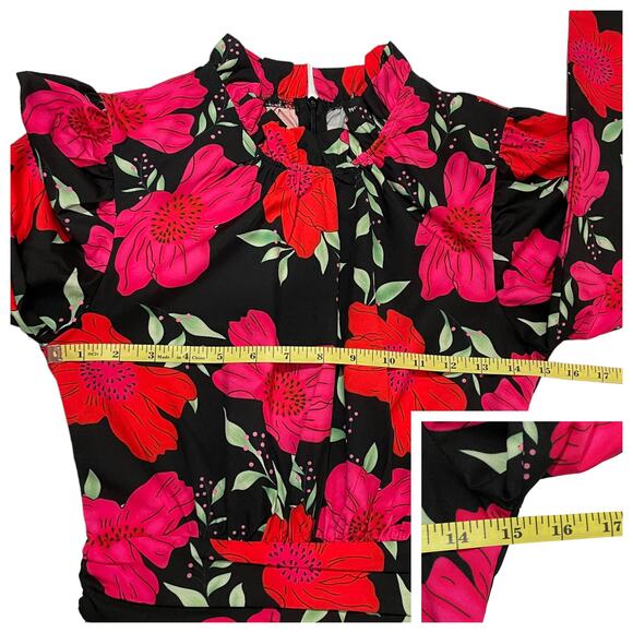 PRETTYLITTLETHING High Neck Romper - Black Floral - 2 - Picture 4 of 15